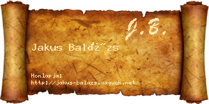 Jakus Balázs névjegykártya
